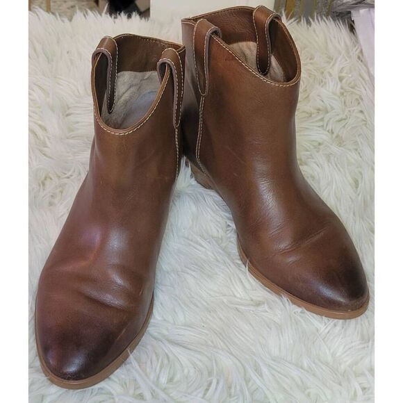 Michael Kors Ashton Women's Brown Leather Ankle Boot Sz 9 - Picture 1 of 15